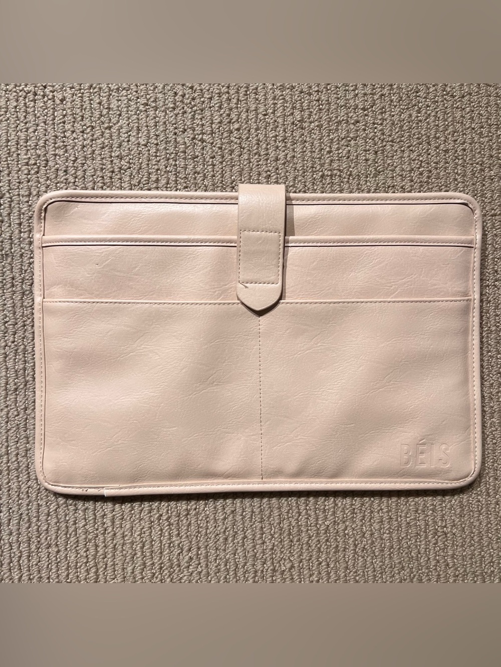 BEIS Laptop Sleeve Portfolio Case Peach Faux Leather Travel Organizer EUC